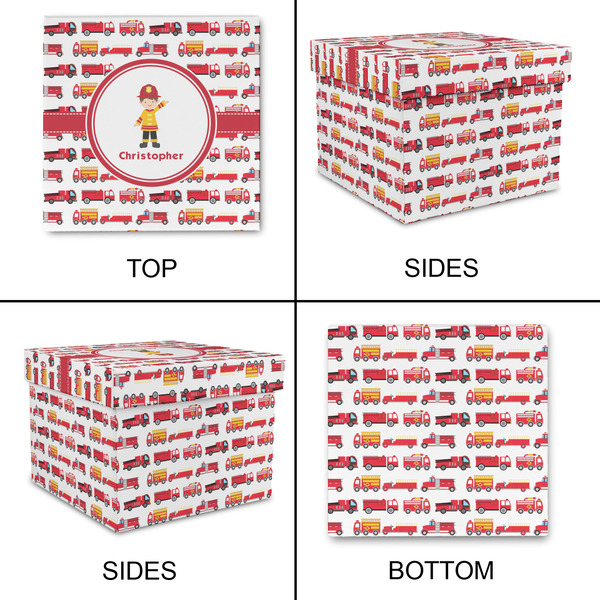 Firetrucks Gift Boxes with Lid - Canvas Wrapped - Large - Approval