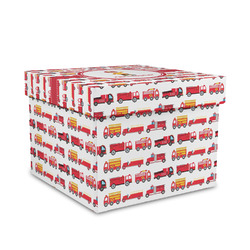 Firetrucks Gift Box with Lid - Canvas Wrapped - Medium (Personalized)
