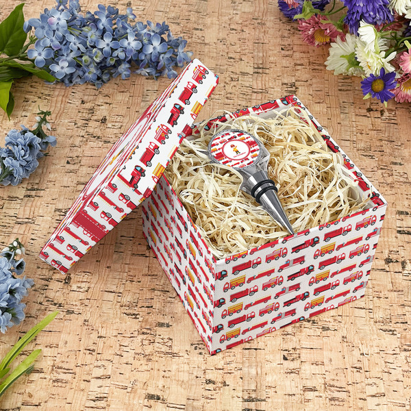 Firetrucks Gift Boxes with Lid - Canvas Wrapped - Medium - In Context