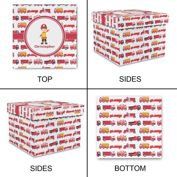 Firetrucks Gift Boxes with Lid - Canvas Wrapped - Small - Approval