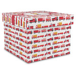 Firetrucks Gift Box with Lid - Canvas Wrapped - X-Large (Personalized)