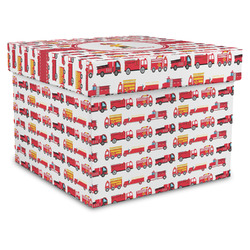 Firetrucks Gift Box with Lid - Canvas Wrapped - X-Large (Personalized)