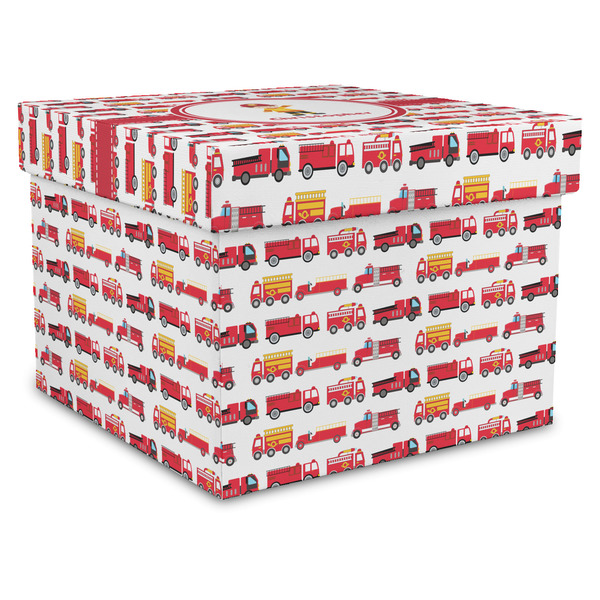 Custom Firetrucks Gift Box with Lid - Canvas Wrapped - X-Large (Personalized)