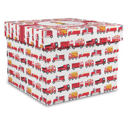 Firetrucks Gift Box with Lid - Canvas Wrapped - XX-Large (Personalized)