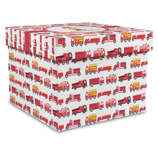Custom Firetrucks Gift Box with Lid - Canvas Wrapped - XX-Large (Personalized)