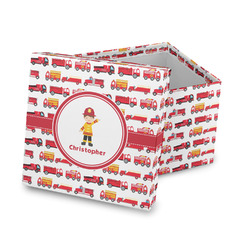 Firetrucks Gift Box with Lid - Canvas Wrapped (Personalized)