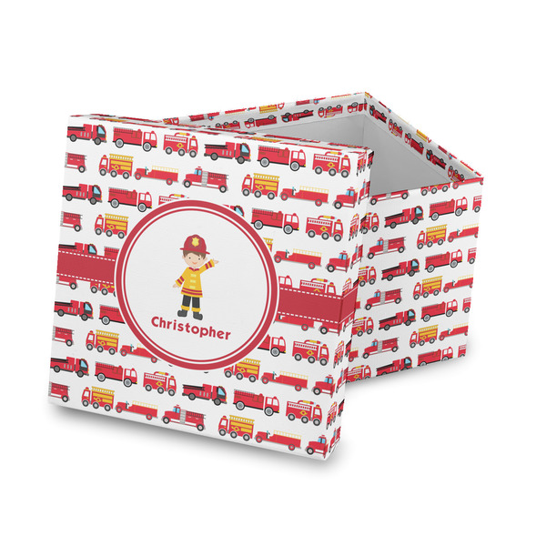 Custom Firetrucks Gift Box with Lid - Canvas Wrapped (Personalized)