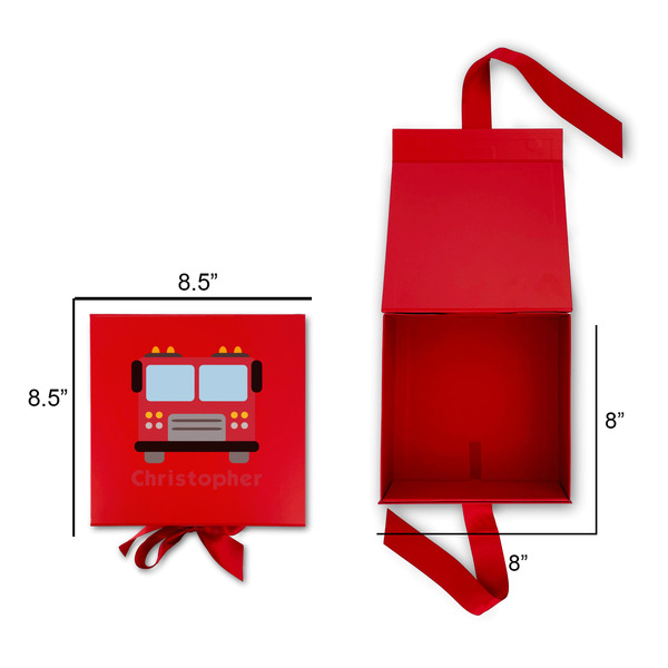 Firetrucks Gift Boxes with Magnetic Lid - Red - Open & Closed
