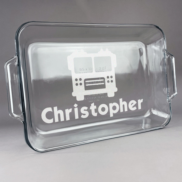 Custom Firetrucks Glass Baking and Cake Dish (Personalized)