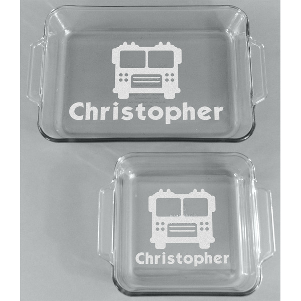 Firetrucks Glass Baking Dish Set - FRONT