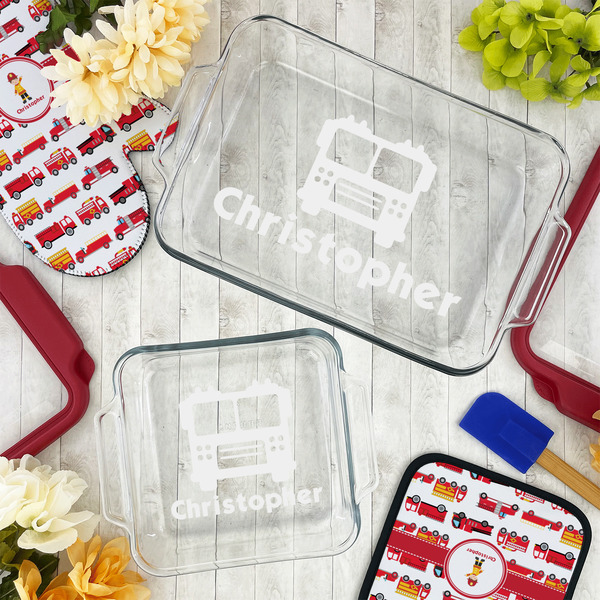 Firetrucks Glass Baking Dish Set - LIFESTYLE