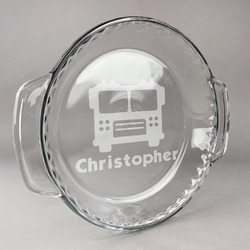 Firetrucks Glass Pie Dish - 9.5in Round (Personalized)