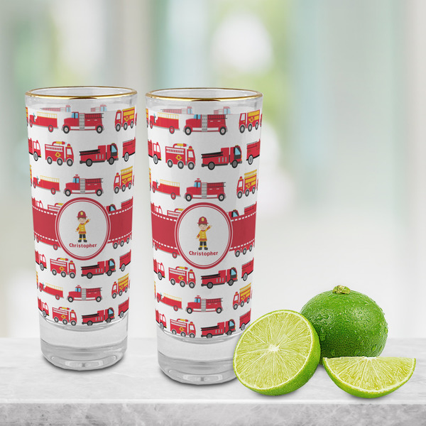 Firetrucks Glass Shot Glass - 2 oz - LIFESTYLE