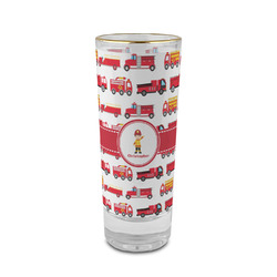 Firetrucks 2 oz Shot Glass - Glass with Gold Rim (Personalized)