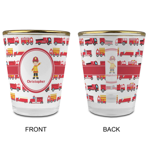 Firetrucks Glass Shot Glass - with gold rim - APPROVAL