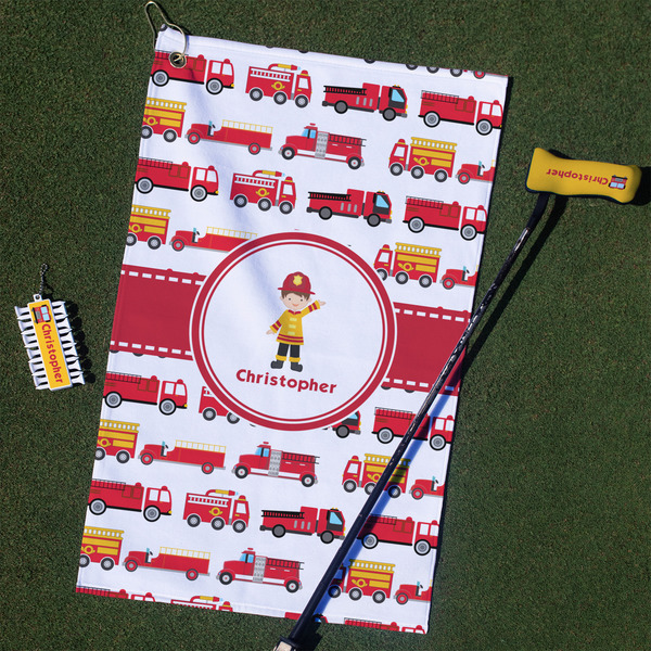 Custom Firetrucks Golf Towel Gift Set (Personalized)