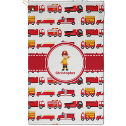 Firetrucks Golf Towel - Poly-Cotton Blend - Small w/ Name or Text