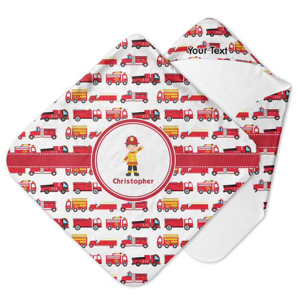 Custom Firetrucks Hooded Baby Towel (Personalized)