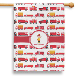 Firetrucks 28" House Flag - Double Sided (Personalized)