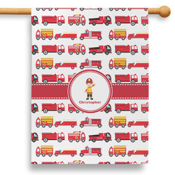 Firetrucks 28" House Flag - Single Sided (Personalized)