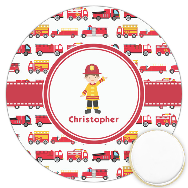 Custom Firetrucks Printed Cookie Topper - 3.25" (Personalized)