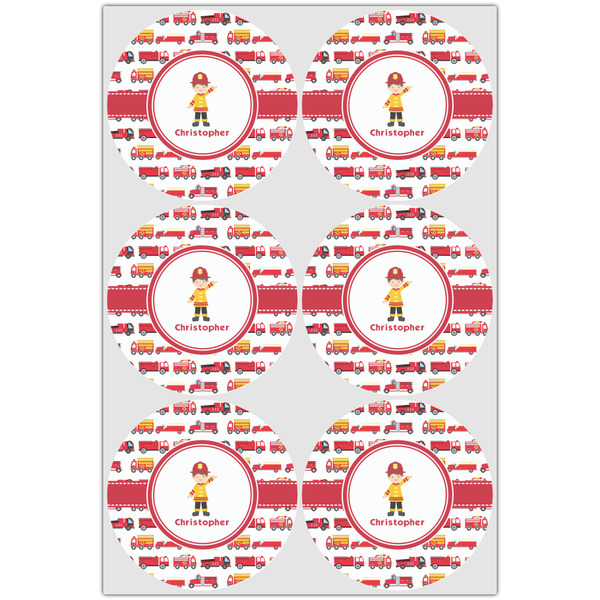 Firetrucks Icing Circle - Large - Set of 6