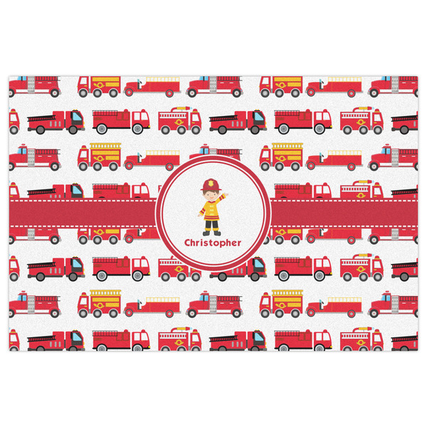 Firetrucks Indoor / Outdoor Rug - 4'x6' - Front Flat