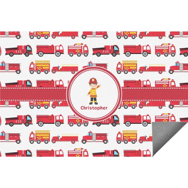 Custom Firetrucks Indoor / Outdoor Rug - 6'x8' w/ Name or Text