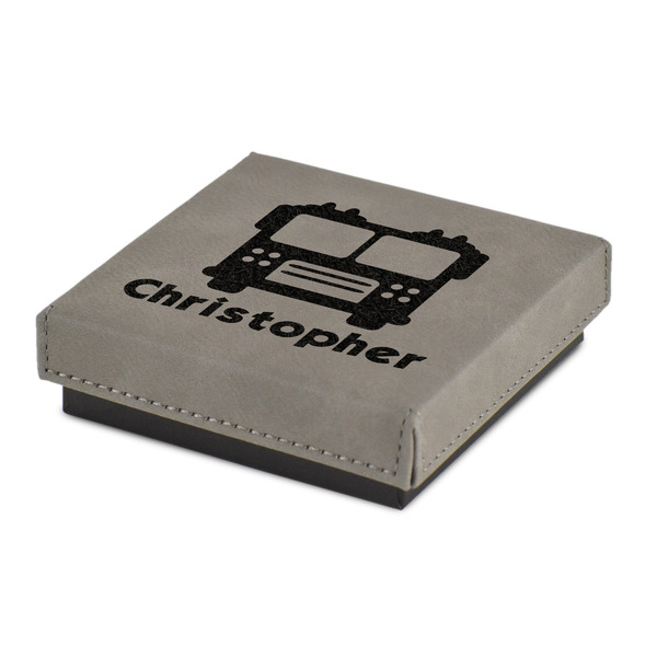 Custom Firetrucks Jewelry Gift Box - Engraved Leather Lid (Personalized)