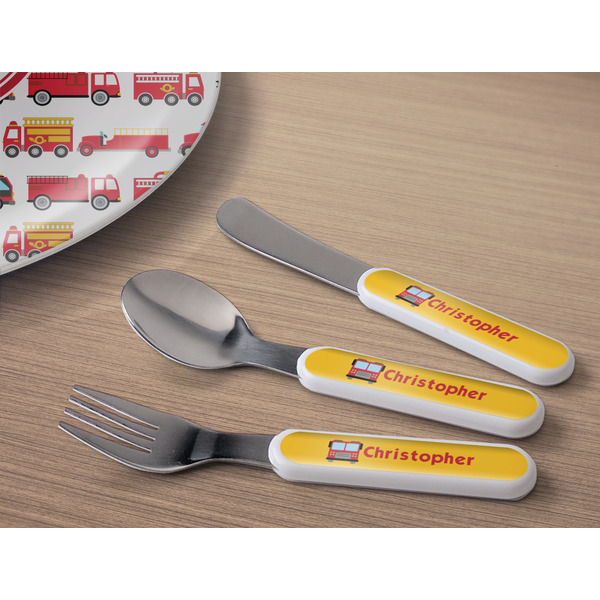Firetrucks Kids Flatware w/ Plate