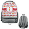 Firetrucks Large Backpack - Gray - Front & Back View