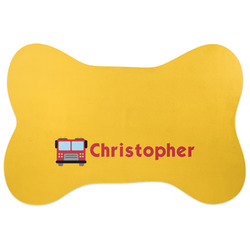 Firetrucks Bone Shaped Dog Food Mat (Personalized)