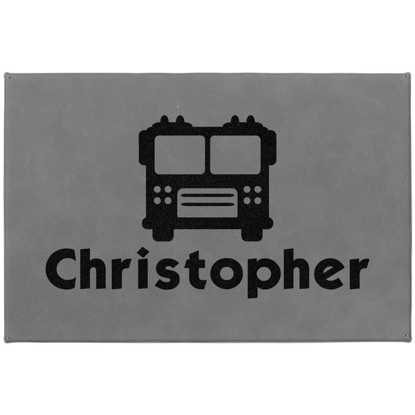 Firetrucks Large Engraved Gift Box with Leather Lid - Approval