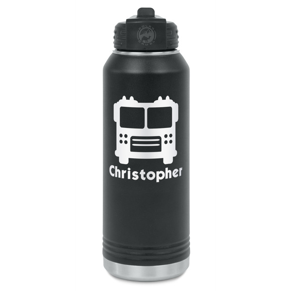 Custom Firetrucks Water Bottle - Laser Engraved - Front (Personalized)