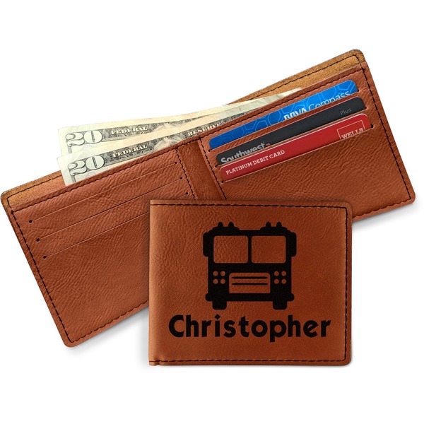 Firetrucks Leather Bifold Wallet - Main