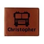 Firetrucks Leatherette Bifold Wallet (Personalized)