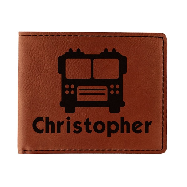 Custom Firetrucks Leatherette Bifold Wallet (Personalized)