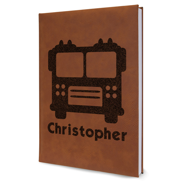 Custom Firetrucks Leatherette Journal - Large - Single Sided (Personalized)