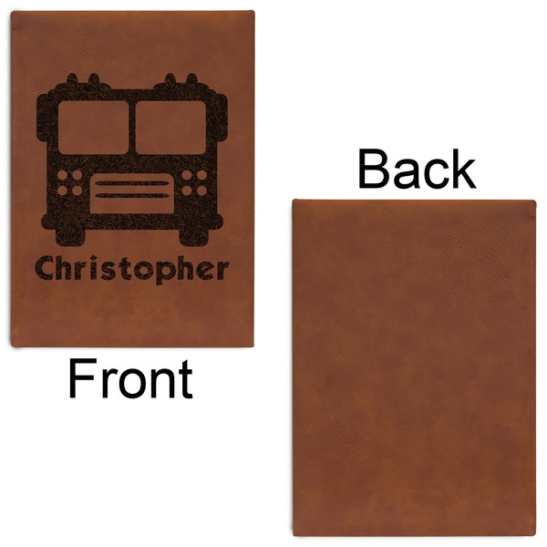 Firetrucks Leatherette Journal - Large - Single Sided - Front & Back View