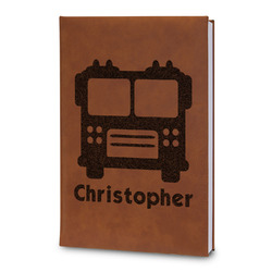 Firetrucks Leatherette Journal - Large - Double Sided (Personalized)