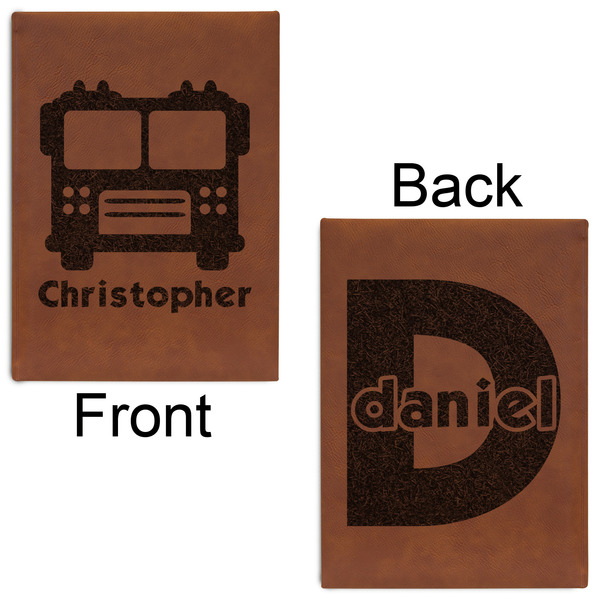 Firetrucks Leatherette Journals - Large - Double Sided - Front & Back View