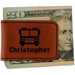 Firetrucks Leatherette Magnetic Money Clip - Single Sided (Personalized)