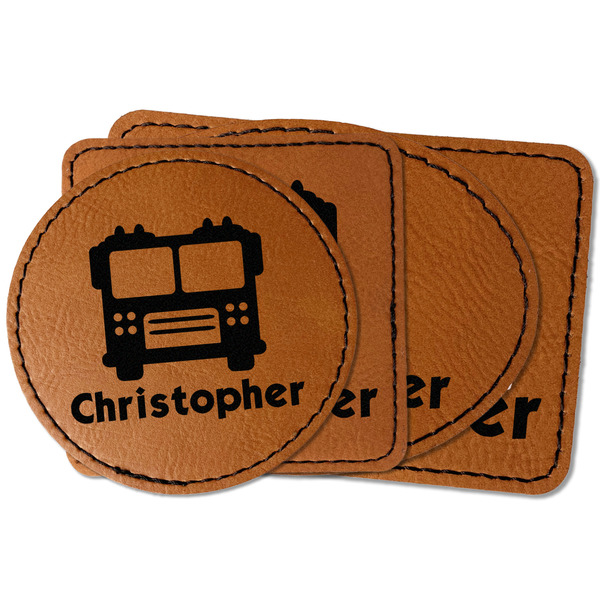Custom Firetrucks Faux Leather Iron On Patch (Personalized)