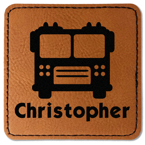 Firetrucks Leatherette Patches - Square