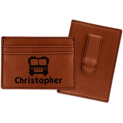 Firetrucks Leatherette Wallet with Money Clip (Personalized)