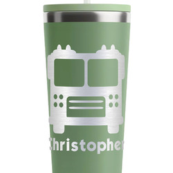 Firetrucks RTIC Everyday Tumbler with Straw - 28oz - Light Green - Single-Sided (Personalized)