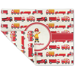 Firetrucks Double-Sided Linen Placemat - Single w/ Name or Text