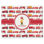Firetrucks Single-Sided Linen Placemat - Single w/ Name or Text