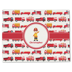 Firetrucks Single-Sided Linen Placemat - Single w/ Name or Text