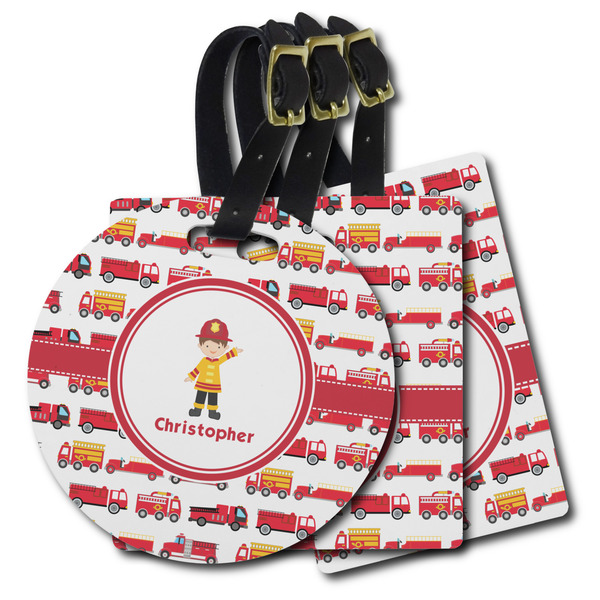 Custom Firetrucks Plastic Luggage Tag (Personalized)